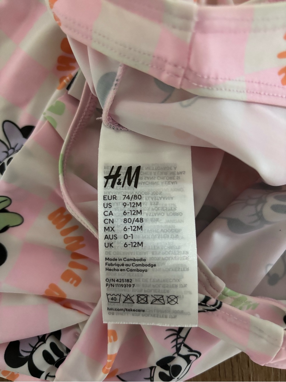 Disney H&M Pink Check Minnie Mouse Ruffle One-Piece Swimsuit - Picture 4 of 4